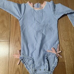 Ruffle Butts Blue and Pink Striped One Piece Swimsuit